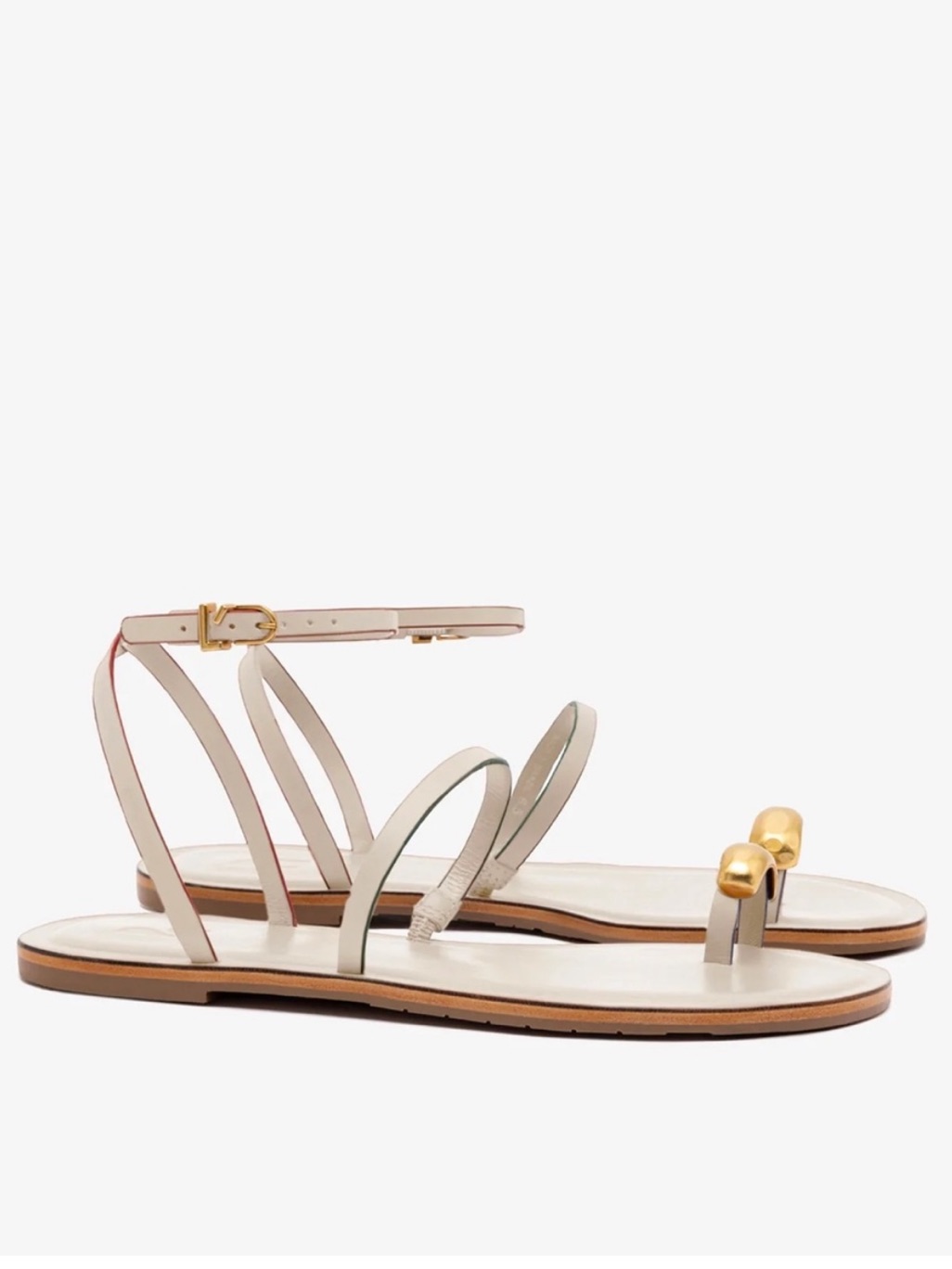 Larroude Biarritz Flat Sandal In Ivory